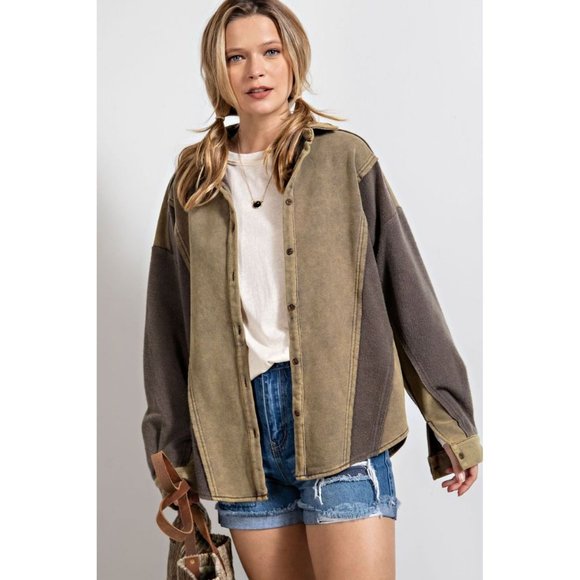 easel Jackets & Coats Easel Olive Ash Mineral Washed Inside Out